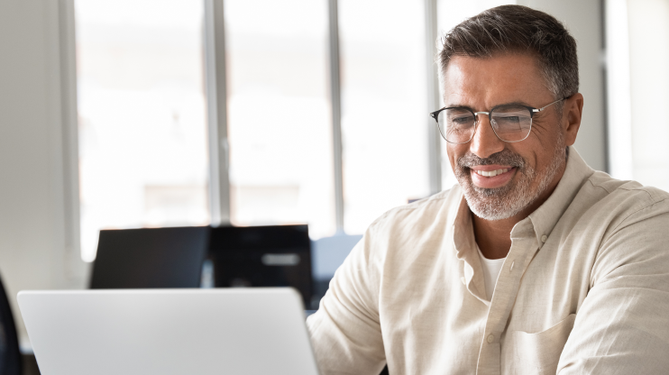 man on computer