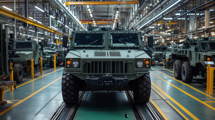 defense humvee in factory