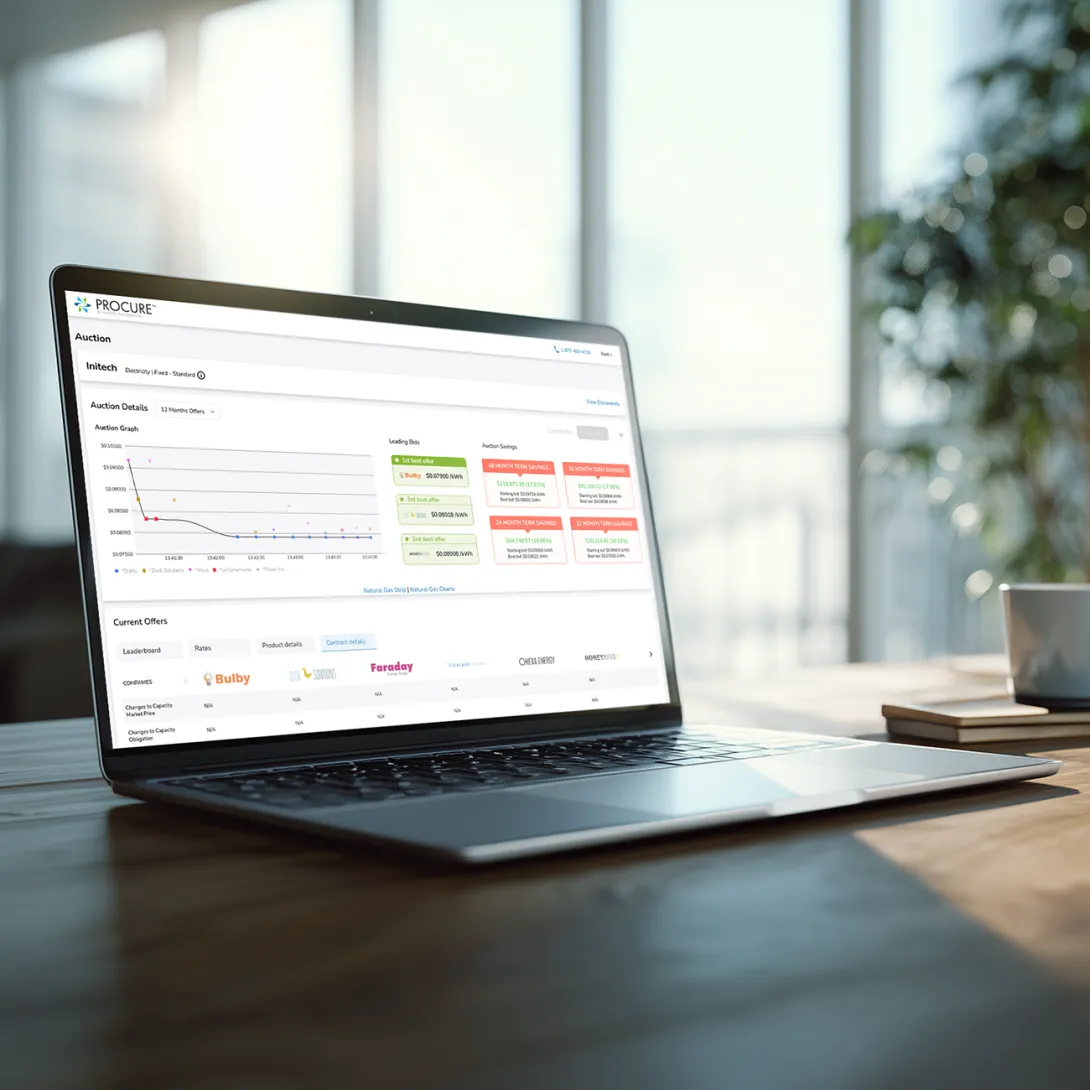 laptop displaying procure webpage